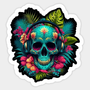 Colorful Floral Skull head design #6 Sticker